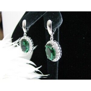 Emerald Green Crystals and Rhinestones Bridal Wedding Earrings